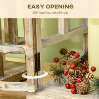 HOMCOM 2 Pack 30"/21" Large Fine Woodworking Decorative Lantern, Metal Hanging Wooden Indoor Covered Outdoor Lantern for Home Décor (No Glass), Black and Natural Wood Faded Colour(m-6)