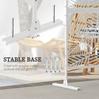 Outsunny 6.5FT Decorative Outdoor Divider, Metal Privacy Screen with Stand, Large Leaf Style, White(m-5)