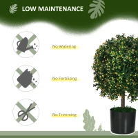 HOMCOM 2 Pack Artificial Tree Boxwood Topiary with Fruits, 20.75", Orange(m-5)