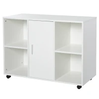 Vinsetto Mobile Office File Cabinet with Door Storage Shelves Printer Stand Unit With 360 Degree Casters White(m-11)