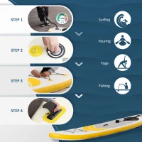 Outsunny Inflatable Paddle Board, Stand Up Paddle Board Adjustable Aluminum Paddle Non-Slip Deck Spray-painted Board, with ISUP Accessories & Carry Bag, 10'5'' x 30" x 6", Yellow(m-6)