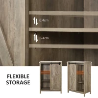 HOMCOM Accent Storage Cabinet, Sideboard, 3-Tier Kitchen Cabinet with Barn Door and Adjustable Shelf, Antique Gray(m-5)