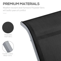 Outsunny 3 Pieces Patio Pool Lounge Chairs Set, Outdoor Chaise lounge with 2 S-Shaped Sunbathing Chairs and a Glass Top Table, for Yard Garden, Black(m-5)