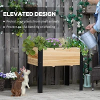 Outsunny 32'' x 24'' x 29'' Raised Garden Bed, Metal Legs Elevated Planter Box for Backyard, Patio to Grow Vegetables, Herbs, and Flowers(m-7)