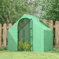 Outsunny 6 x 3.3 x 5.5ft Walk-in Garden Greenhouse with Door & Top Window, Portable Mini Greenhouse for Plants Flowers Herbs Tomatoes, Outdoor Hot House Growing Tent with Steel Frame & PE Cover(m-8)