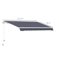 Outsunny 10' x 8' Manual Retractable Awning, Sun Shade Shelter Canopy, with Aluminum Frame and UV Protection for Patio Deck Yard Window Door, Blue(m-3)