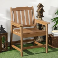 Outsunny All-Weather Patio Chair, HDPE Patio Dining Chair, Heavy Duty Wood-Like Outdoor Furniture for Garden, Backyard, Deck, Porch, Lawn, Brown(m-10)