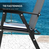 Outsunny 2-Piece Seat Cushion Replacement, Outdoor Patio Chair Cushions Set with Ties, Button Tufted, Blue White Strip(m-5)