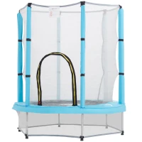 Qaba 4.6FT Toddler Trampoline w/ Safety Net, Recreational Trampoline for Indoor Outdoor, Dolphin Pattern, Light Blue(m-1)