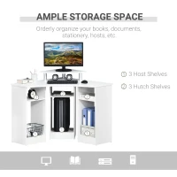 HOMCOM 35" L-Shaped Computer Desk with Monitor Stand and Open Shelves, Home Office Corner Desk Study Workstation for Small Space, White(m-5)