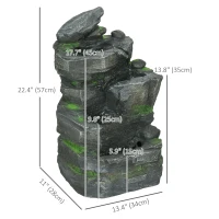 Outsunny 4-Tiered Rock Outdoor Water Fountain with LED Lights, Adjustable Flow, 22.4-inch Resin Waterfall Fountain(m-3)