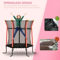 Soozier 63" Kids Trampoline Indoor with Enclosure Net Elastic Thick Padded Pole Gift for Ages 3-10 Years Old Red(m-4)