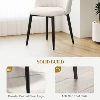 HOMCOM Modern Dining Chairs Set of 4, Upholstered Dining Room Chairs with Metal Legs, Shell Backrest, Padded Seat, Cream White(m-6)