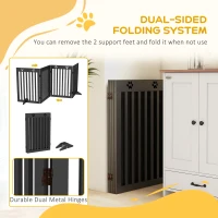 PawHut 80" Extra Wide Freestanding Pet Gate with Support Feet, Black(m-4)