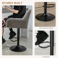 HOMCOM Swivel Barstools Set of 2 Adjustable Bar Stools with Footrest Armrests for Dining Room Grey(m-7)