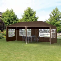 Outsunny 18.7' x 9.4' Party Tent, Portable Folding Wedding Tent, Garden Canopy Event Shelter, Outdoor Sunshade with 4 Removable Sidewalls, Coffee(m-9)
