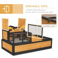 PawHut 3-Room Tortoise Habitat House w/ Balcony & 2 Stories, 44" x 25.5" x 25", Yellow(m-5)