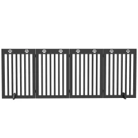 PawHut 80" Extra Wide Freestanding Pet Gate with Support Feet, Black(m-2)