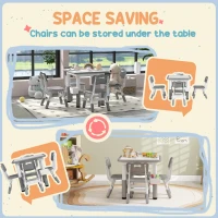Qaba 5 Pieces Toddler Table and Chair Set, Height Adjustable Activity Table and Chair Set for Nursery Classroom, Grey(m-7)