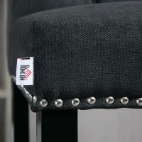 HOMCOM Fabric Bar Stool Set of 2, Tall 29.5" Seat Height Bar Chairs with Tufted Back & Wood Legs, Dark Grey(m-9)