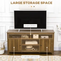 HOMCOM TV Stand for TVs up to 55", TV Unit with Storage Cupboard and Shelves, 55.1" x 15.7" x 27", Walnut(m-4)