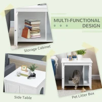 PawHut Cat Litter Box Enclosure with Openable Top, Cat Washroom Storage Side Table with Double Doors, Zinc Alloy Handles, for Indoor Use, White(m-4)