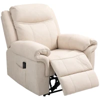 HOMCOM Manual Recliner Chair with Vibration Massage, Side Pockets, Microfibre Reclining Chair for Living Room, Cream White(m-2)