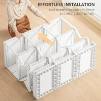 HOMCOM Portable Wardrobe Closet, Folding Clothes Storage Organizer with 8 Cube Compartments, 2 Hanging Rods, 11 Magnet Doors, White(m-5)