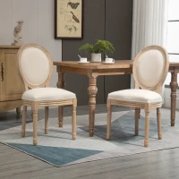 HOMCOM French-Style Upholstered Dining Chair Set, Armless Accent Side Chairs with Backrest and Linen-Touch Upholstery, Set of 2, Beige(m-2)