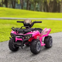 Aosom 6V Kids ATV Quad, 4 Wheeler Battery Powered Electric Ride on Car with Music, Forward, for Boys and Girls Ages 18-36 Months, Pink(m-8)