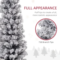 HOMCOM 7.5ft Flocked Christmas Tree, Pencil Christmas Tree with Realistic Branch Tips, Folding Metal Stand, Black(m-5)