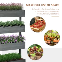 Outsunny Outdoor Wooden Vertical Garden Planter, 4 Tier Planter Box, Self-Draining for Flowers, Vegetables, Herbs, Gray(m-4)