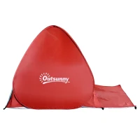 Outsunny Pop Up Beach Tent Portable Sun Shelter UV Protection Outdoor Patio with Carry Case & Stakes Red(m-10)