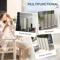 Outsunny Folding Room Divider, Privacy Screen for Patio Backyard Pool Hot Tub, 5.6FT Tall, Cream White(m-4)