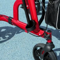 HOMCOM Rollator Walker for Seniors and Adults with 8'' Wheels, Padded Seat and Backrest,  Storage Bag Red(m-10)