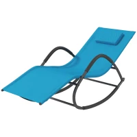 Outsunny UV Water Resistant Rocking Chair for Sunbathing, Lawn, Garden or Pool, Light Blue(m-11)