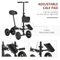 HOMCOM Seated Walker, Foldable Steerable Medical Scooter, Compact Crutch Alternative with Braking System and Storage Bag, Black(m-6)