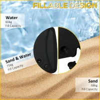 Outsunny Cantilever Offset Umbrella Base Portable Square Parasol Weights with Wheels, Water and Sand Filled, Up to 165 lbs, Black(m-5)
