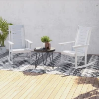 Outsunny 2 Pieces Outdoor Rocking Chairs, HDPE Patio Rockers with 28" High Back, Wide Armrests for Porch Backyard, White(m-10)