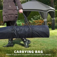 Outsunny 10' x 10' Foldable Tent, Pop Up Canopy with Netting, Bag, Adjustable Height for Party, Outdoor, Garden, Patio, Grey(m-4)