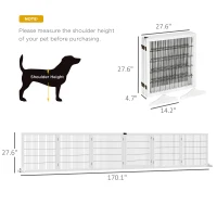 PawHut Wooden Pet Gate, 6-Panel Folding Dog Safety Barrier with Support Feet for Small & Medium Dogs, White(m-3)