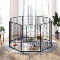 PawHut 8 Panel Pet Playpen Play Yard Fence Home DIY Heavy-Duty Metal Foldable Indoor Outdoor 39"H(m-9)