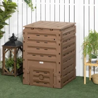Outsunny Garden Compost Bin, 120 Gallon (450L) Garden Composter, BPA Free, with 80 Vents and 2 Sliding Doors, Lightweight & Sturdy, Fast Creation of Fertile Soil, Brown(m-10)