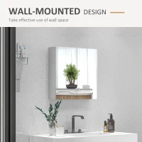 kleankin 24" x 24" Medicine Cabinet, Wall Mounted Bathroom Mirror Cabinet with Mirrored Doors, Adjustable Shelves and Soft Close Mechanism, High Gloss White(m-9)