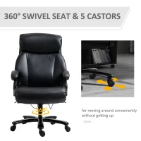 Vinsetto Big and Tall Executive Office Chair 396lbs with Wide Seat, Home High Back PU Leather Chair with Adjustable Height, Swivel Wheels, Black(m-7)