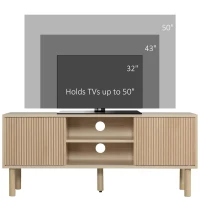 HOMCOM Modern TV Stand for TVs up to 50", TV Cabinet with Storage Shelves for Living Room, Natural(m-4)