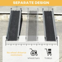 HOMCOM Telescopic Wheelchair Ramp, 8ft, 600 lbs, Aluminium Threshold Ramp, 2 Pack, for Home Steps, Mobility Scooters, Stairs(m-5)