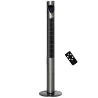 HOMCOM 46 Inch Tower Fan for Bedroom Cooling, 70°Oscillating Fan with 3 Speeds, 12H Timer, and Remote Control, Standing Floor Fan for Home Office, Grey(m-1)