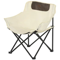 Outsunny Portable Camping Chair, Lightweight Folding Chair for Adults with Carry Bag, Side Pocket for Hiking, Backpacking, White(m-2)