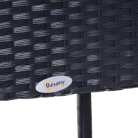 Outsunny 3 Piece Patio Bar Set Wicker Rattan Garden Bistro Set Barstool and Table for Patio Backyard Balcony Poolside, Black(m-10)